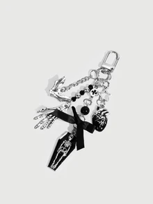 DareSee 1pc Dark Sweet Cool Personalized Bat Coffin Skull Handheld Keychain Bag Charm Accessory, Handbag Pendant - Multicolor - View 3