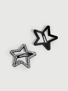DareSee 2pcs Women's Fashion Elegant Rhinestone Star, Heart, Cloud Geometric Hair Clips, Suitable For Daily, Festivals, Parties - Multicolor - View 2