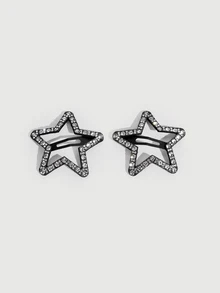 DareSee 2pcs Women's Fashion Elegant Rhinestone Star, Heart, Cloud Geometric Hair Clips, Suitable For Daily, Festivals, Parties - Multicolor - View 1