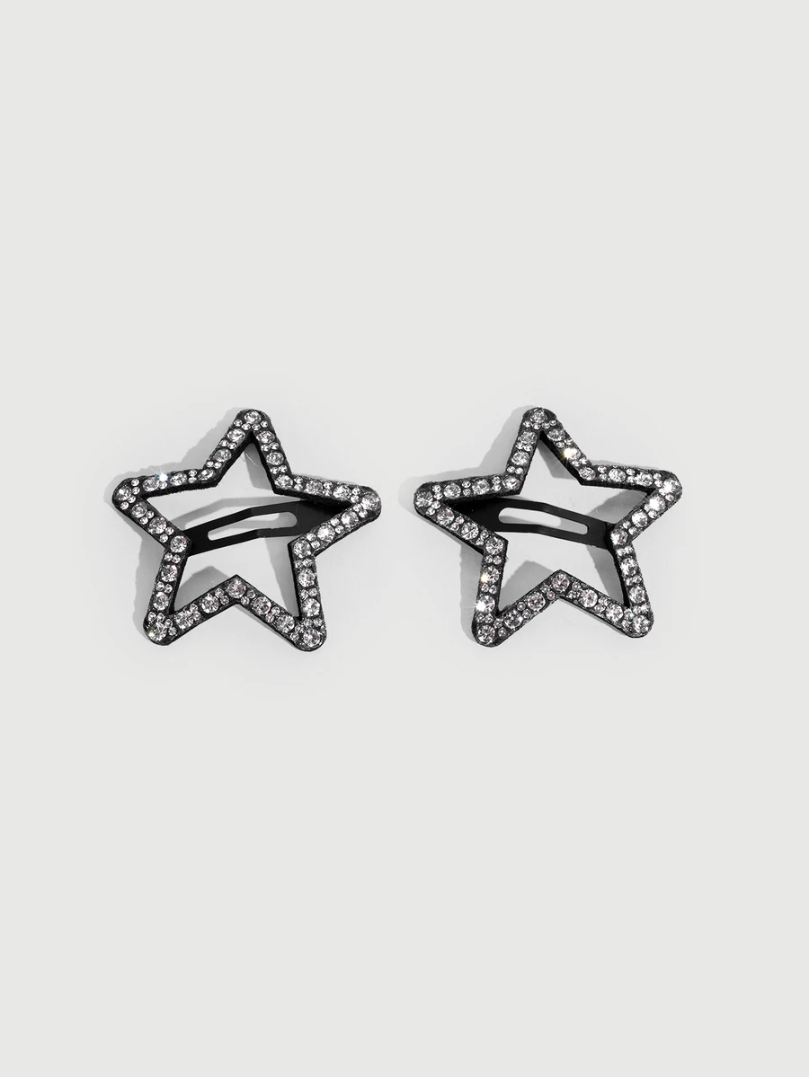 DareSee 2pcs Women's Fashion Elegant Rhinestone Star, Heart, Cloud Geometric Hair Clips, Suitable For Daily, Festivals, Parties - Multicolor - View 1