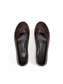 Trivaya New Dark Brown Ballet Shoes For Women, Round Toe Butterfly Bow Flat Shoes - Brown - View 3