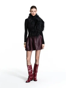 1 Pair Popular Folded Pleated Boots Fashion Buckle Flat Comfortable - Burgundy - View 2