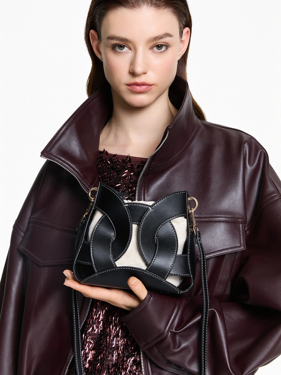 CHICVUE New Drawstring Mini Bucket Bag For Women, Brown Fashionable Vintage Versatile Shoulder Crossbody Small Bag - Black - View 1