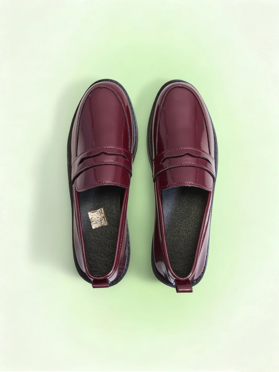 Trivaya Women's Burgundy Versatile Loafers, New Spring/Autumn Soft PU Leather Round Toe Slip-On Flats - Burgundy - View 1