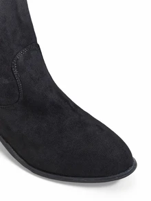 Trivaya Women's Faux Suede Slim Fit High Shaft Chunky Heel Riding Boots, Comfortable Elastic Casual - Black - View 4