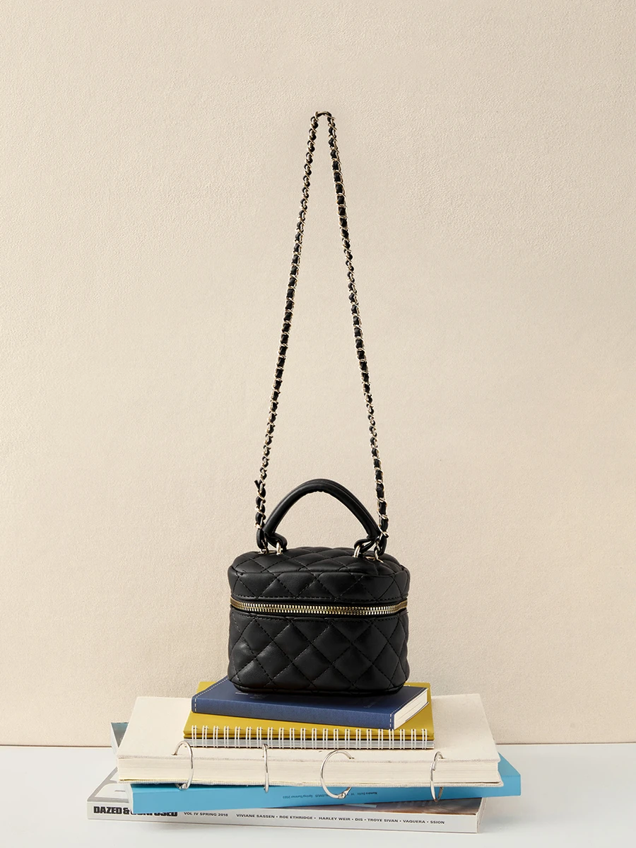 Okurime. Lightweight Mini Bag, Chain Bag, Quilted Bag, Suitable For Girls, College Students And Office Ladies, Perfect For Office, University, Work, - Black - View 1