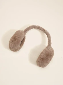 Okurime. 1pc Foldable Fluffy Wool Ear Muffs, Adjustable Headband, Soft Wool Lining, Unisex Winter Ear Warmers, Coffee Brown - Coffee Brown - View 1