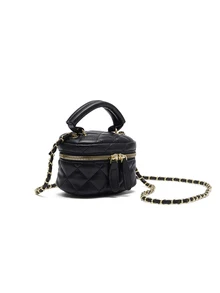 Okurime. Lightweight Mini Bag, Chain Bag, Quilted Bag,  Suitable For Girls, College Students And Office Ladies, Perfect For Office, University, Work, - Black - View 2
