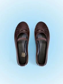 Trivaya New Dark Brown Ballet Shoes For Women, Round Toe Butterfly Bow Flat Shoes - Brown - View 1