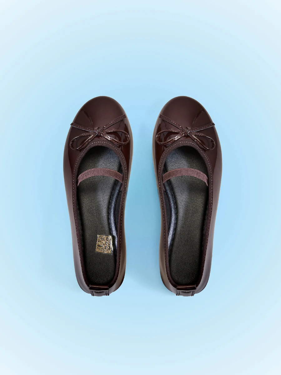 Trivaya New Dark Brown Ballet Shoes For Women, Round Toe Butterfly Bow Flat Shoes - Brown - View 1