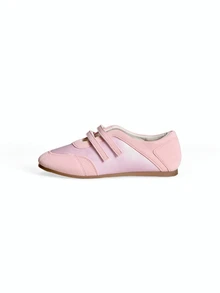 Avansion 復古紅百搭魔鬼氈瑪莉珍鞋女款，2025春季新款休閒圓頭平底鞋 - 粉色 - 查看 3