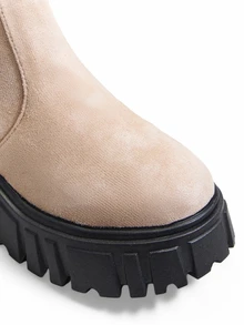 Trivaya Women's Fashion Wedge Thick Sole Autumn/Winter Chunky Mid-Heel Ankle Boots - Khaki - View 4