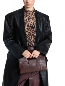 CHICVUE 1pc Elegant Women's Brown Crocodile Embossed Handbag - Coffee Brown - View 3