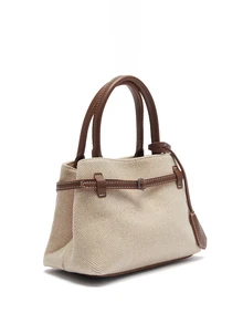 Okurime. Premium Casual Colorblock Commuter Vintage Canvas Buckle Versatile Women's Handbag Small Square Bag - Coffee - View 4