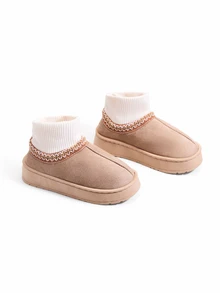 Trivaya Vintage Knitted Sock Snow Boots For Women, Autumn/Winter Thick Sole Height-Increasing - Khaki - View 3