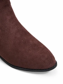 Trivaya Women's New Chelsea Ankle Boots, Pointed Toe Low Block Heel Minimalist Style Side Zipper Design - Coffee Brown - View 4