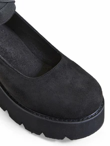 Trivaya Women's Comfortable Black Platform Wedge Heel Slip-On Shoes, Suitable For Autumn/Winter,Mary Janes - Black - View 4