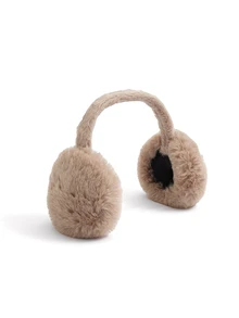 Okurime. 1pc Foldable Fluffy Wool Ear Muffs, Adjustable Headband, Soft Wool Lining, Unisex Winter Ear Warmers, Coffee Brown - Coffee Brown - View 3