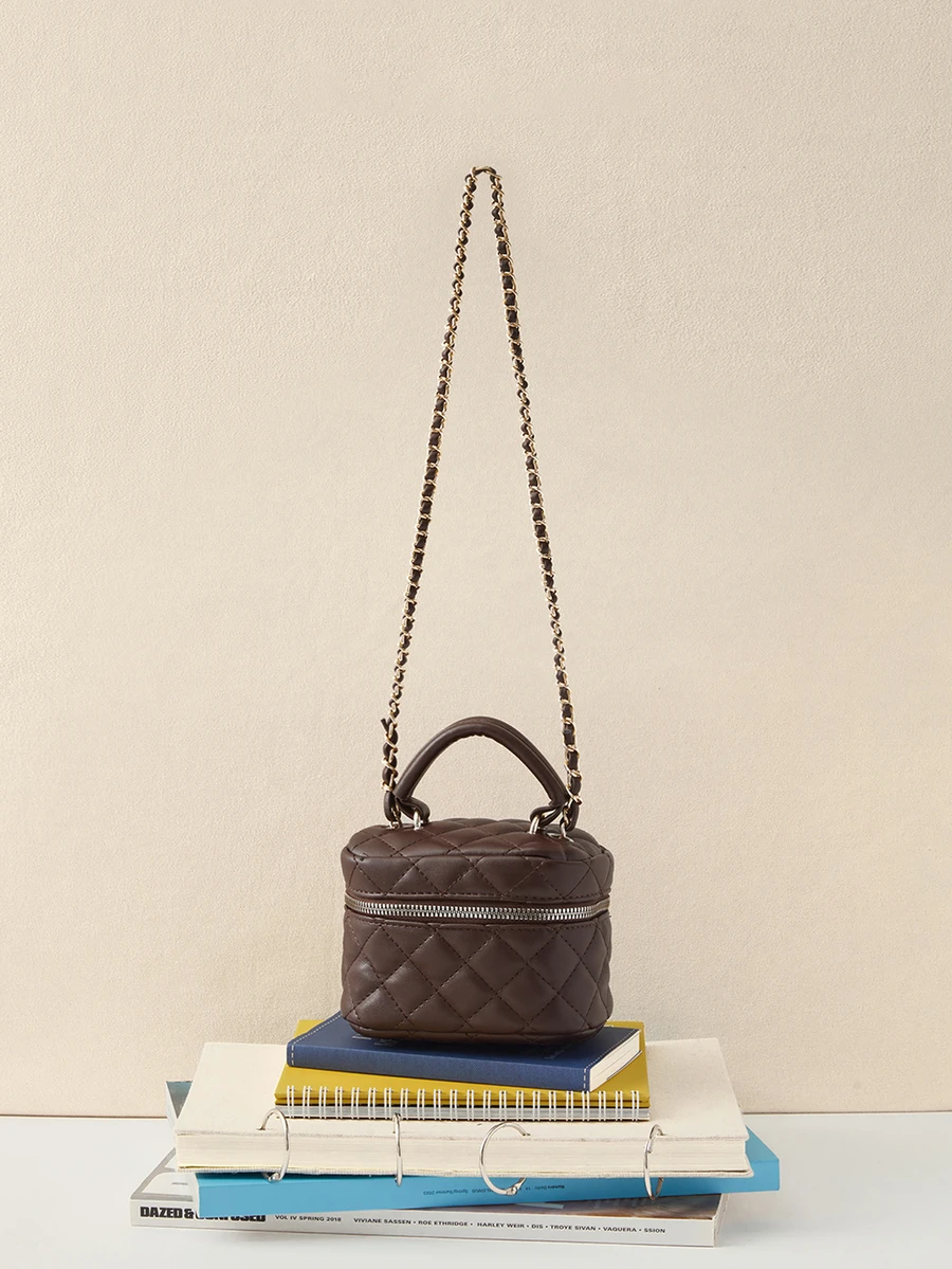 Okurime. Lightweight Mini Bag, Chain Bag, Quilted Bag, Handbag, Bucket Bag, Suitable For Girls, College Students And Office Ladies, Great For Office - Coffee - View 1