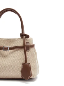 Okurime. Premium Casual Colorblock Commuter Vintage Canvas Buckle Versatile Women's Handbag Small Square Bag - Coffee - View 5