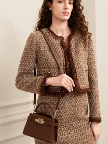 Clariva Women's Mini Fashionable Versatile Color-Block Casual Handbag - Coffee - View 3