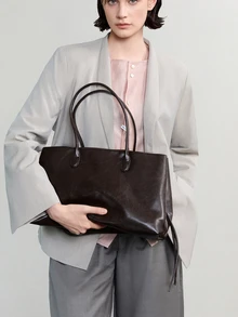 NobleVue 2026 New Premium Large Capacity Shoulder Tote Bag For Women, Fashion Multi-Compartment Minimalist Versatile Commuter Handbag Briefcase, Faux Leather - Coffee Brown - View 4