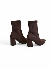 Trivaya Women's Classic New Pointed Toe Chunky Heel High Heel Boots, Versatile Fashionable Ankle Boots - Coffee Brown - View 2