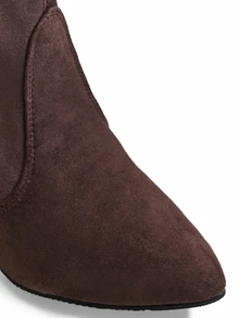 Trivaya Women's Classic New Pointed Toe Chunky Heel High Heel Boots, Versatile Fashionable Ankle Boots - Coffee Brown - View 4