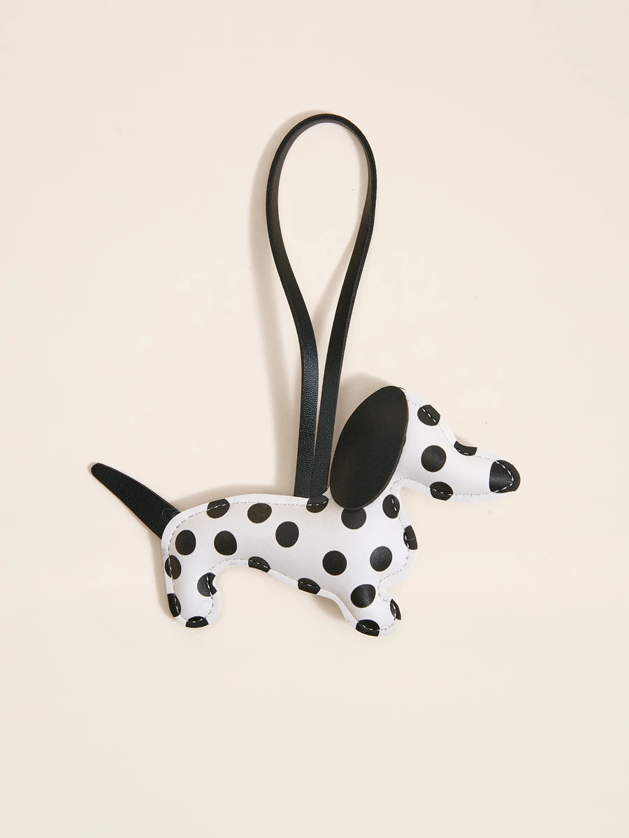 Okurime. Cute Versatile Casual Fashion Multi-Color Leather Polka Dot Dachshund Dog Pendant DIY Keychain Bag Charm, Customizable Bag Accessory - Multicolor - View 1
