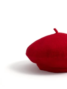 Okurime. 1/2pcs Fashion Classic Warm Solid Color Beret Hat, Simple Artist Hat - Red - View 3