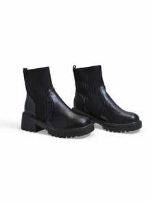 Trivaya Women Fashion Boots Slip on - Hitam - View 3
