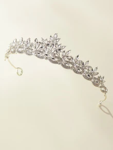 Rylithe 1pc Elegant Crystal Alloy Wedding Crown, Suitable For Women's Wedding, Birthday Party Accessories Valentine's Day Accessories - Multicolor - View 2