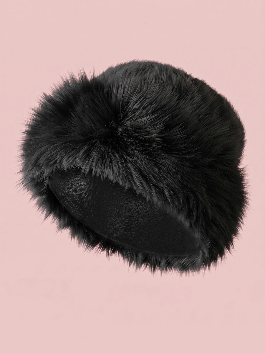Rylithe 1/2pcs Korean Style Fluffy Hat Winter Women Thickened Fleece | Cute Solid Color Mongolian Style Outdoor Windproof Warm Hat - Multicolor - View 1