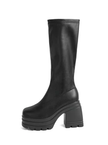 Rollcall Fall/Winter 2025 Fashion Match Hoodies,New Arrival Women's Over The Knee High Heel Black Leather Boots - Black - View 2
