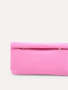 TuEzra Solid Color PU Leather Lightweight Large Capacity Flap Magnetic Closure Square Bag, Multi-Functional Party Evening Bag, Suitable For Women - Pink - View 4