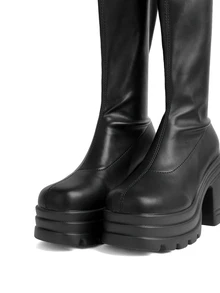 Rollcall Fall/Winter 2025 Fashion Match Hoodies,New Arrival Women's Over The Knee High Heel Black Leather Boots - Black - View 4