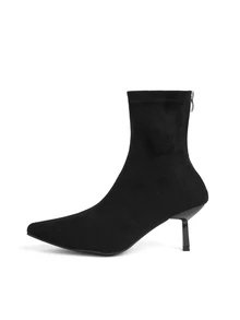 Rollcall Fall/Winter 2025 Women's Black Suede Ankle Boots, 7cm High Heel, Elastic Slim Fit - Black - View 2