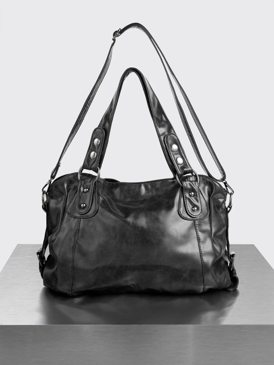 Rollcall Women's Bohemian Style Large Capacity Tote Bag, Adjustable And Detachable Shoulder Strap - Black - View 1