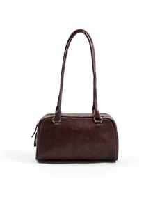 Trivaya Large Capacity Work PU Tote Bag With Multiple Pockets, Simple And Fashionable Women Shoulder Bag - Coffee Brown - View 2