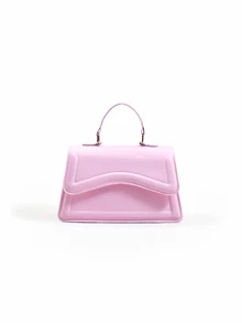 Trivaya Fashionable Minimalist Solid Color Shoulder Diagonal Crossbody Handbag With Metal Hardware, Small Square Style , Pink - Pink - View 3