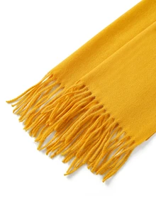 Trivaya 1PC Women's Minimalist Solid Color Regular Style Faux Cashmere Scarf, Pashmina Fringe Scarf, Wool, - Turmeric - View 3