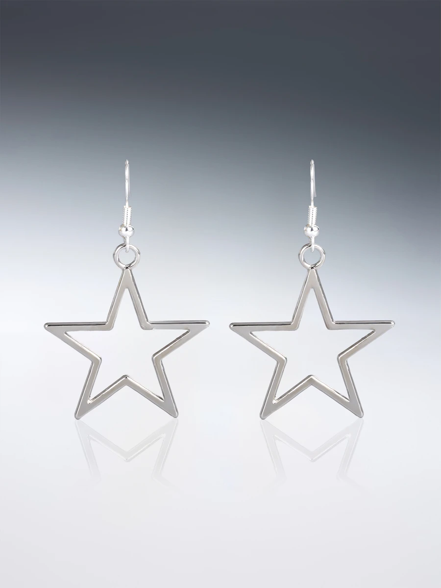 Rollcall Fashionable Simple Multicolor Hollow Out Star Pendant Earrings For Men And Women, Big Star Shaped Earrings - Silver - View 1