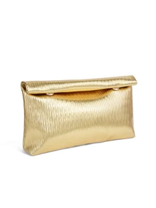 Rollcall Fashionable PU Leather Solid Color Women's Handbag, Large Capacity Flap Magnetic Closure Small Square Bag, Suitable For Parties And Shopping - Gold - View 4