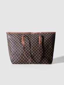 NobleVue All-Over Print Vintage Letter Large Capacity Shoulder Handbag, Underarm Bag, Commuter Bookbag, Lightweight And Portable - Multicolor - View 2