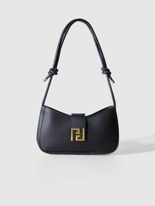 NobleVue 女士时尚休闲通勤单肩包，纯色便携斜挎包适合约会、购物、送礼 - 黑色 - 查看 1