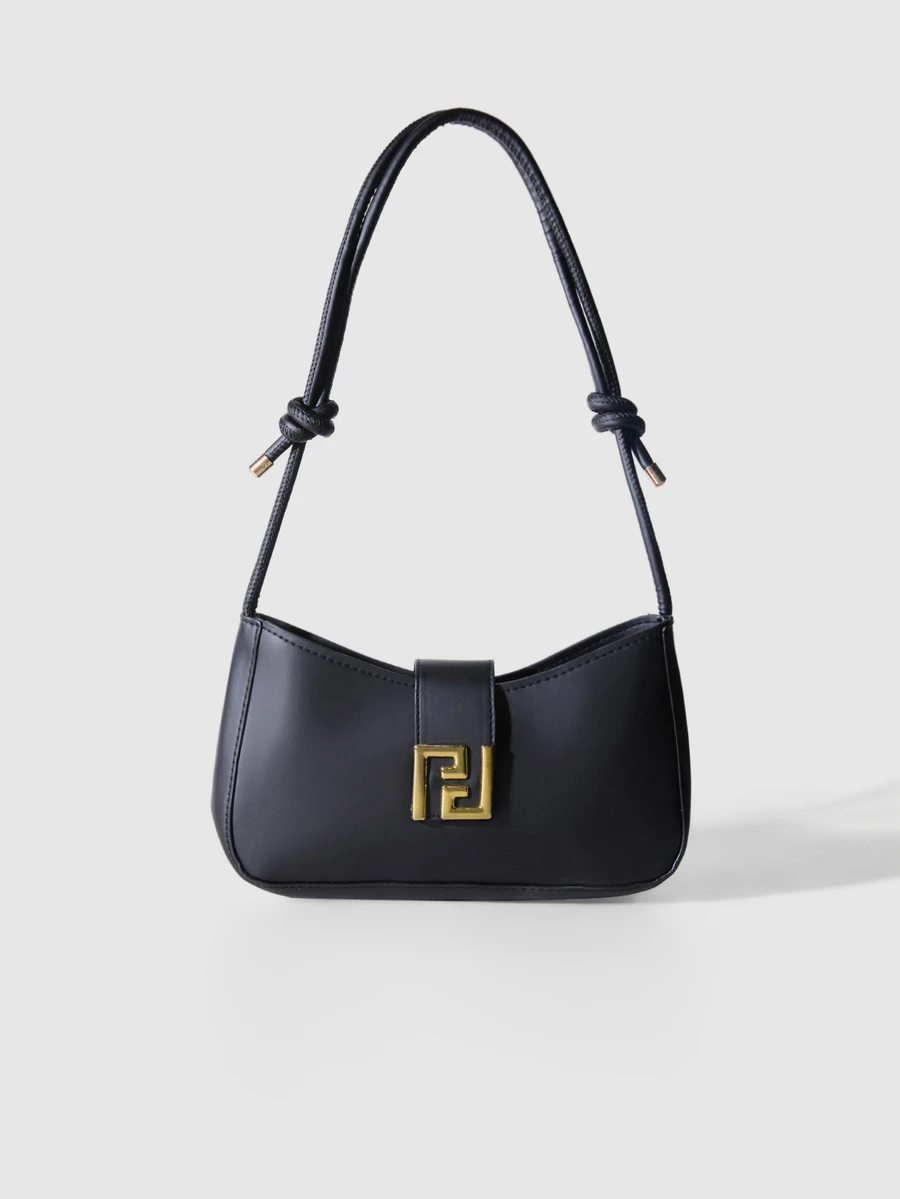NobleVue 女士时尚休闲通勤单肩包,纯色便携斜挎包适合约会、购物、送礼 - 黑色 - 查看 1