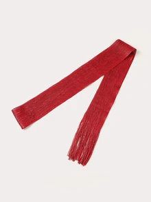 TuEzra 1pc Women Solid Fringe Decor Fashion Scarf For Daily Life Accessories Women Winter Fall - Burgundy - View 2