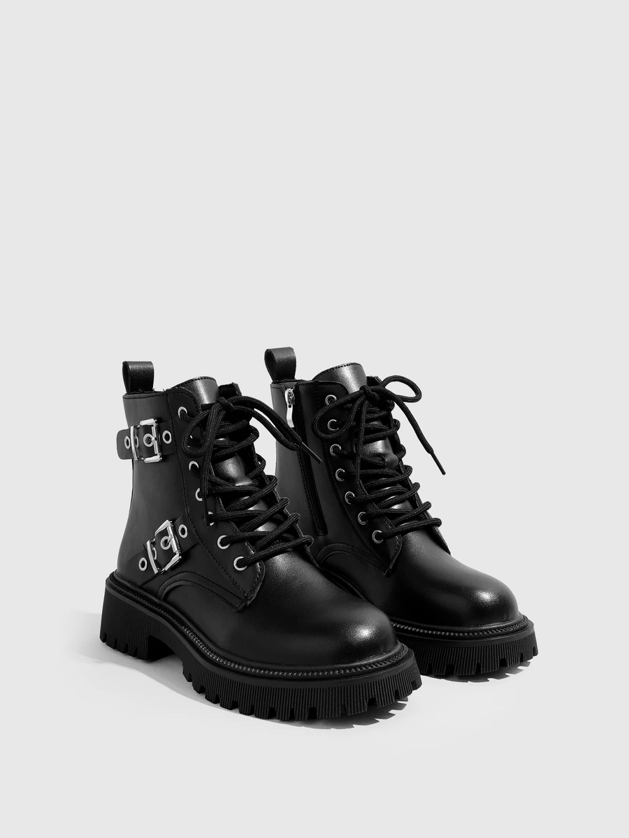 DareSee 2025 New Women's Thick Sole Retro Versatile British Style Ankle Boots, Suitable For Spring And Autumn - Black - View 1