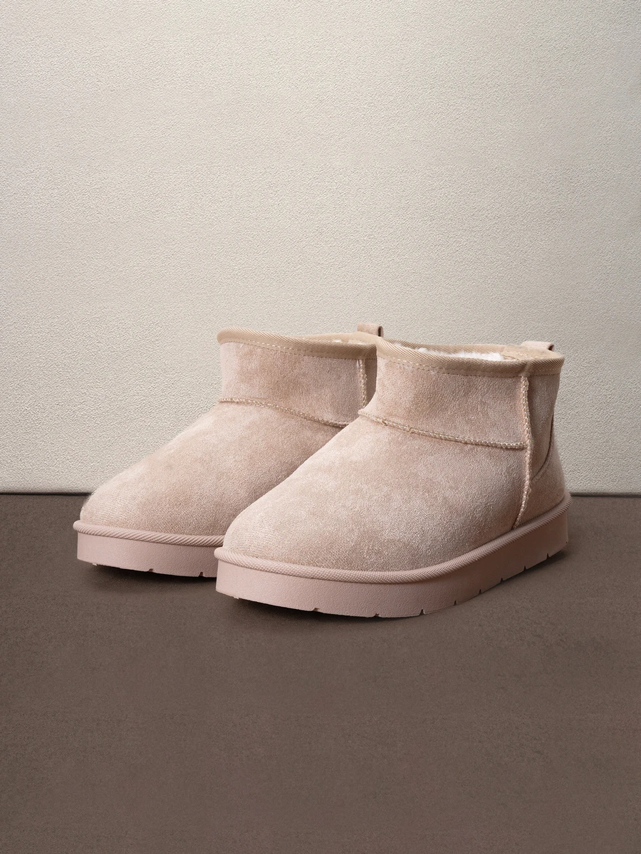 Hatastic Women's Winter Bestselling All-Match Fashion Casual Thermal-Lined Thick Warm Short Snow Boots, PVC Sole, Versatile Beige Ankle Boots - Beige - View 1