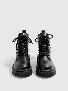 DareSee 2025 New Women's Thick Sole Retro Versatile British Style Ankle Boots, Suitable For Spring And Autumn - Black - View 2